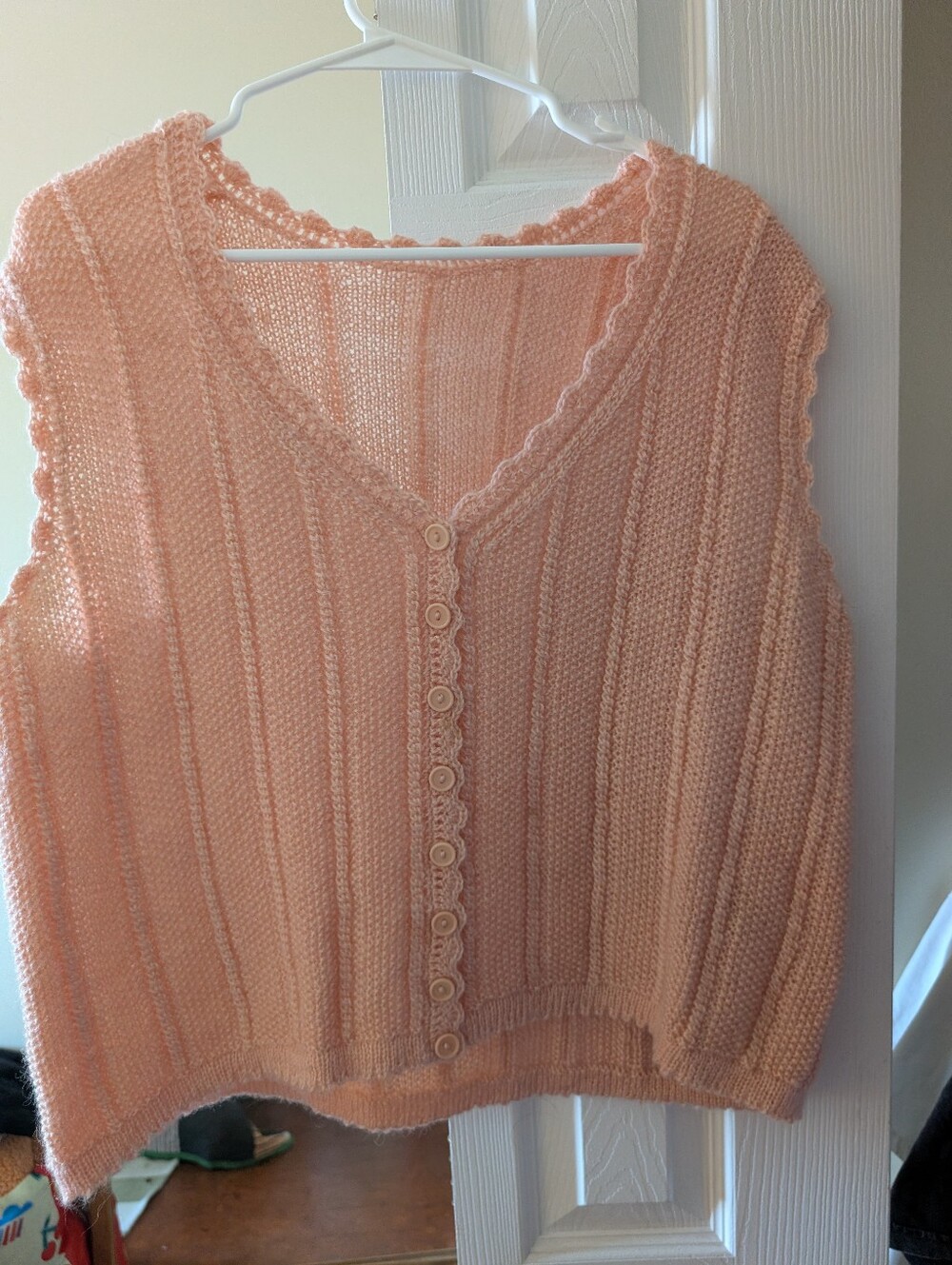 Source Unknown Peach Knit Button-Front Tank Top